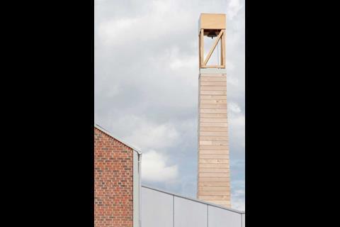 Narrow timber bell-tower (below left) recalls Wakefield’s many industrial chimneys